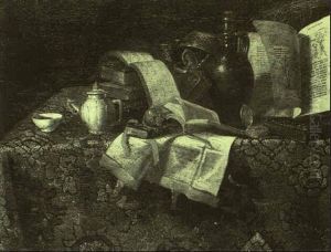 Still Life Of Tea Pot, Saucer, A Silver Cup And A Watch On A Rug On A Table by Pieter Gerritsz van Roestraten
