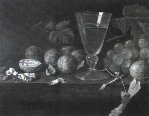 Stilleben Auf Einer Tischplatte Mit Einem Gef_llten Weinglas U.a. by Pieter Gerritsz van Roestraten