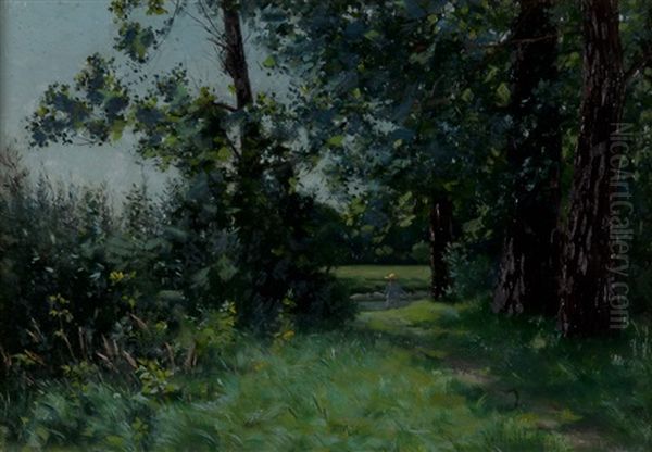 Jeune Pecheur Dans La Campagne - view 1