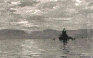 Abendstimmung Uber Dem Neuenburgersee by William Roethlisberger