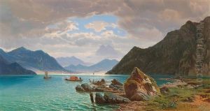 Lake Lugano by Jean Francois Xavier Roffiaen