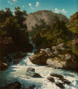 Mountain Stream, 1853 by Jean Francois Xavier Roffiaen