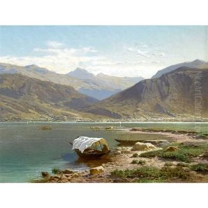 Vue Prise Au Bord Du Lac Majeur A Magadino by Jean Francois Xavier Roffiaen