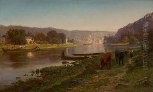 Au Bord De La Meuse, A Waulsort Pres De Dinant Le Matin