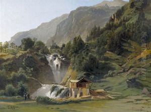 Chutes Inferieures Du Reichenbach A Meiringen by Jean Francois Xavier Roffiaen