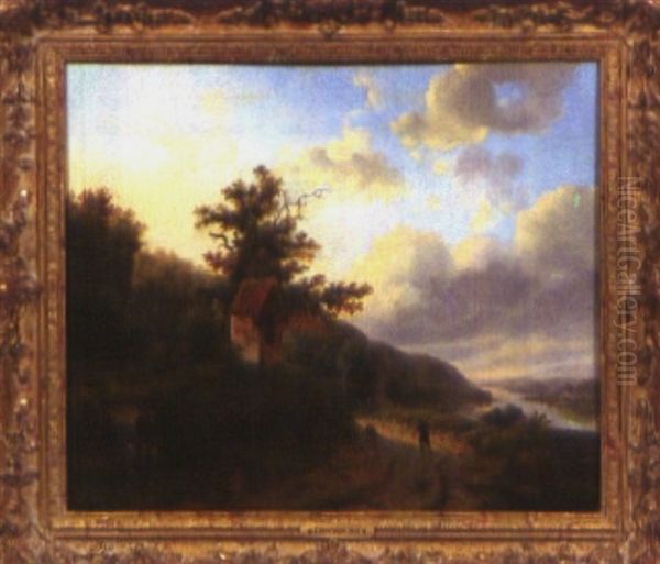 Romantische Fluslandschaft Mit Figurenstaffage - view 1