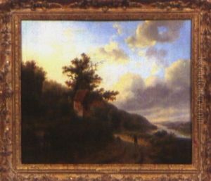 Romantische Fluslandschaft Mit Figurenstaffage by Jean Francois Xavier Roffiaen