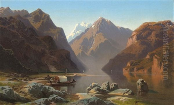 Gebirgssee Mit Figurlicher Staffage - view 1