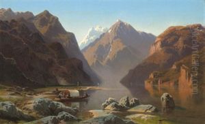 Gebirgssee Mit Figurlicher Staffage