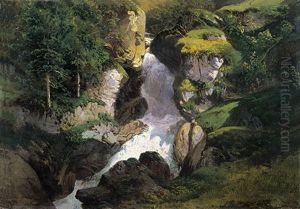 Chute Du Reichenbach A Meyringen by Jean Francois Xavier Roffiaen