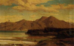 Cattle Grazing Before A Mountain Lake by Jean Francois Xavier Roffiaen