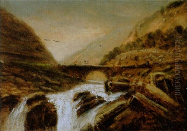 Wasserfall In Der Schollenschlucht Beim St. Gotthard - view 1