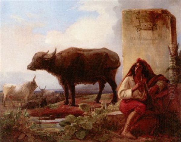 Landscape With A Piper Attending His Cattle And Buffalo - view 1
