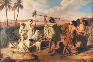 Moses Defending The Daughters Of Jethro At The Well by Eugene Roger