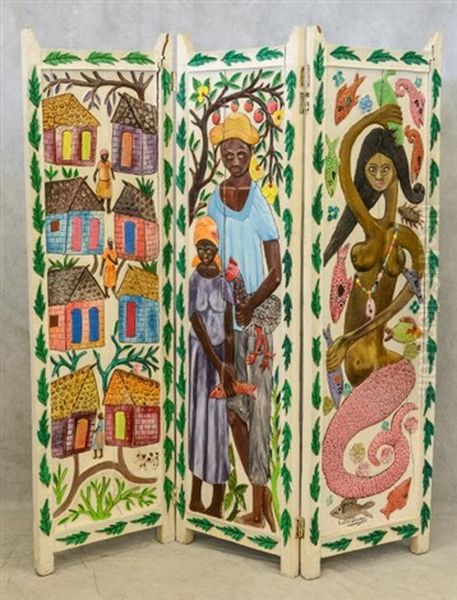 Carved/painted Screen - view 1