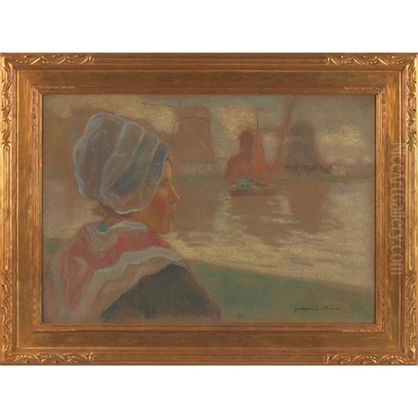 Breton Girl On Shore - view 1