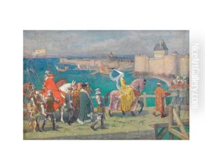 Scene Troubadourl"entree D"anne De Bretagne A Saint-malo by Louis Roger