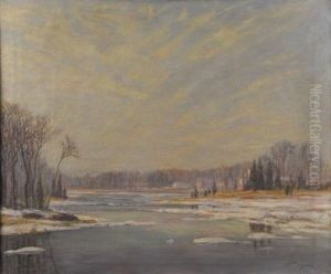 Duxbury Marsh In Winter by Franklin Whiting Rogers