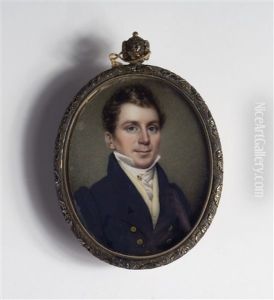 Portrait Of A Gentleman In Black Coat Wearing A Stick Pin by Nathaniel Rogers