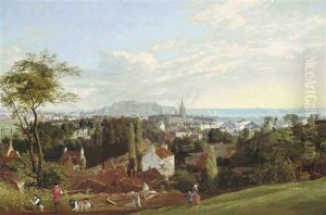 View Of St. Helier, Jersey, With Fort Regent And Elizabeth Castle In St. Aubin's Bay Beyond by Philip Hutchins Rogers
