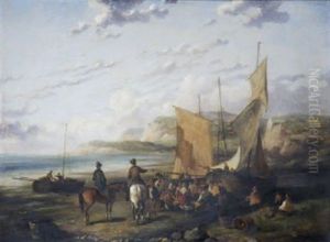 Landing Fish - West Coast Of Ireland by Philip Hutchins Rogers