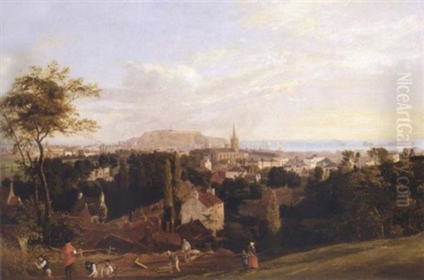 View Of St. Helier, Jersey, With Fort Regent And Elizabeth Castle In St. Aubin's Bay Beyond - view 1