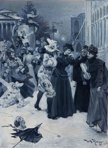 Munchner Faschingszug Am Max-josephs-platz by Wilhelm Roegge the Younger
