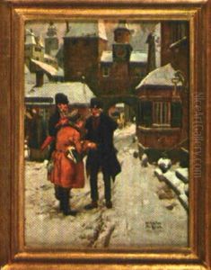 Munchener Strasenszene Im Schnee by Wilhelm Roegge the Younger