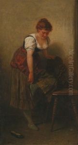 Junge Frau Beim Schuhe Anziehen by Wilhelm Roegge the Younger