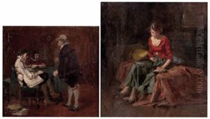 Junge Frau Mit Buch Am Sofa Sitzend (+ Besuch In Der Anwaltskanzlei; 2 Works)