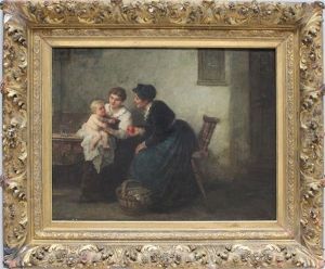 Mutter Mit Kind Und Grossmutter In Der Stube by Wilhelm Roegge