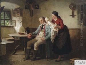 Grosvaters Liebling. Im Stubeninterieur Weckt Ein Kleinkind Den Eingeschlafenen Grosvater by Wilhelm Roegge