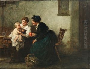 Familiengluck. Mutter Mit Kind Und Grosmutter In Der Stube by Wilhelm Roegge
