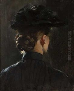 Portrait Einer Dame Mit Hut Im Verlorenen Profil Portrait Einer Dame Mit Hut Im Verlorenen Profil