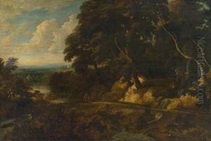 An Extensive Landscape With Figures Along A Path by Roelant Roghman