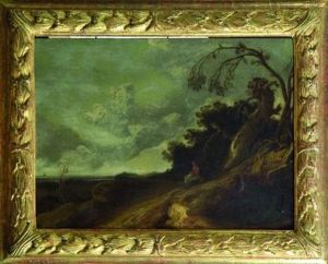 Promeneuse Contemplant Le Paysage by Roelant Roghman