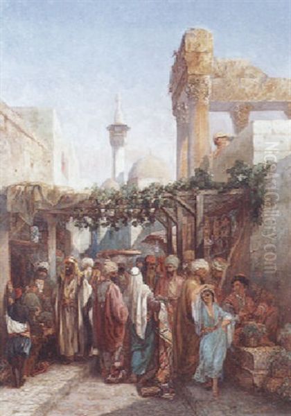 Promeneurs Aux Abords De La Colonnade De Bacchus A Latakieh - view 1