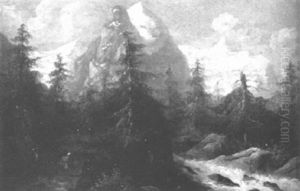 Das Wetterhorn Mit Rosenlauigletscher by Carl (Karl) Rohde