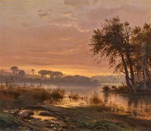 Flusslandschaft Im Abendlicht