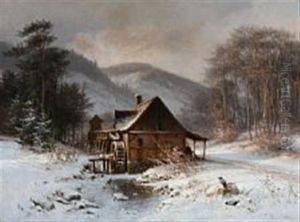 A Winter Day Near An Old Watermill