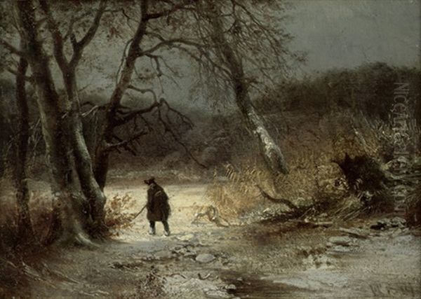 Einsamer Spazierganger In Winterlandschaft - view 1