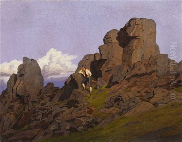 Mountain Landscape With Huntsman - view 1