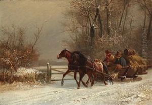 A Horse Sledge In A Winter Landscape