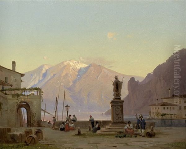 Kleines Fischerdorf Am Lago Di Como Im Abendrot - view 1