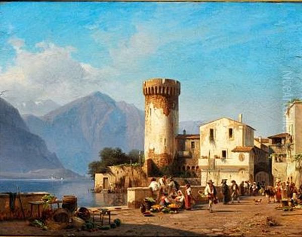 View Of A Town At A Lake Surrounded By Mountains, Northern Italy - view 1