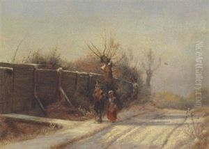 Vinterlandskab Med Gaende Par by Frederik Rohde