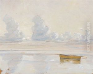 Beach Scenery With A Rowing Boat And Cloud Formations
