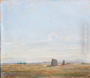 View Of The Roman Campagne With The Ruins Of An Aqueduct