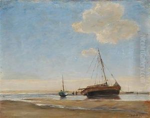 Beach Scene With Fishing Boats