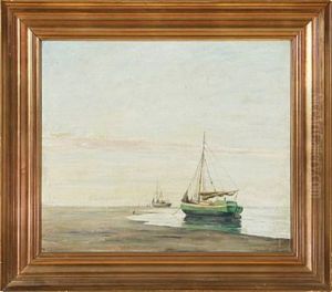 Sailing Ships On Fano Beach by Johan Rohde
